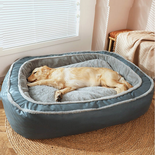 Winter Warm Blue Dog Bed